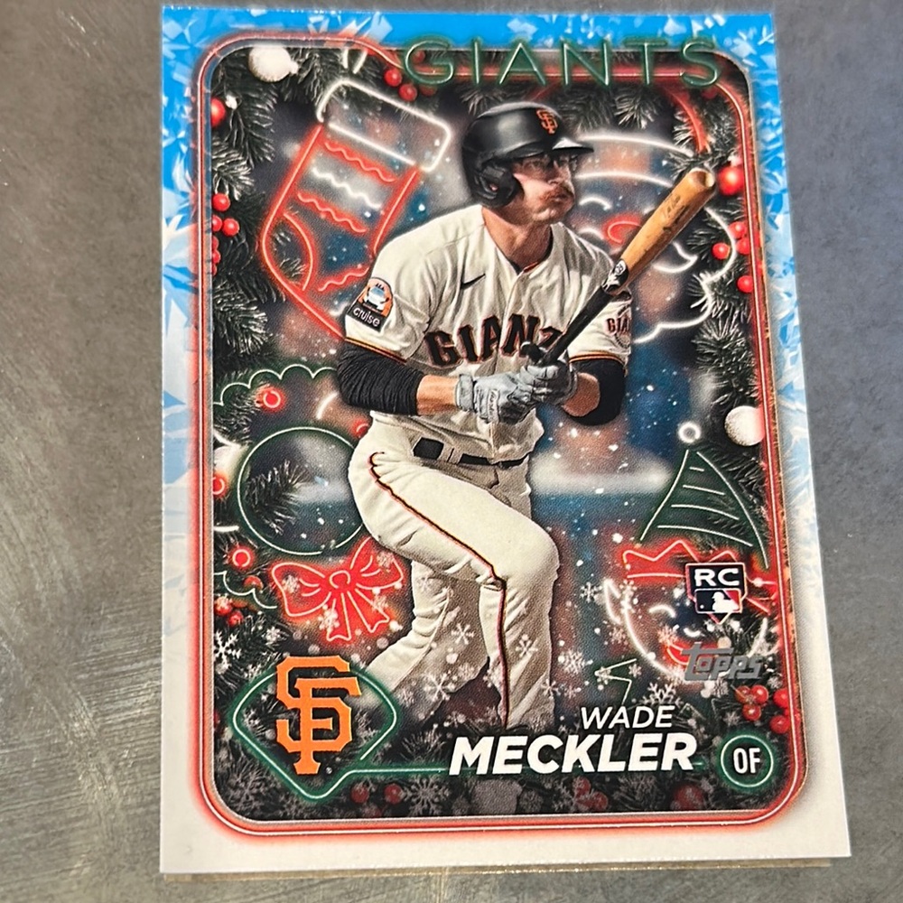 Topps Giants Baseball Card with Cream and Black Uniform wade meckler